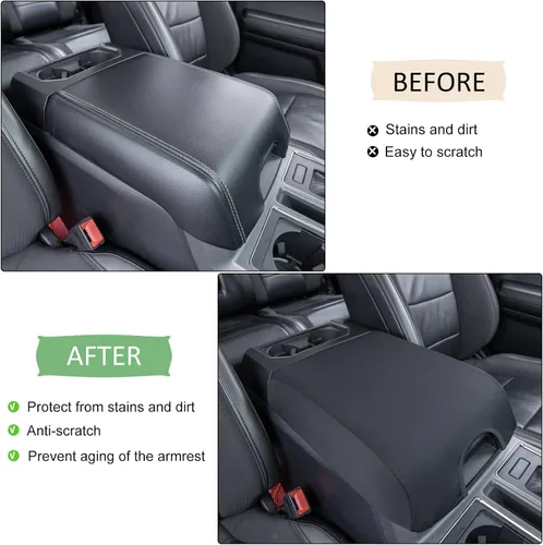 Vista 4 de JDMCAR Funda de consola central compatible con Ford F150 2015-2020 / 2017-2022 F250 F350 F450 y Expedition 2018-2024, funda de neopreno