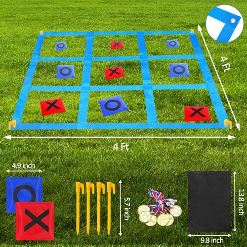Vista 5 de CWLAKON Juego de Lanzamiento de Pufs Gigante al Aire Libre Tic Tac Toe para Niños, Adultos y Familia, Gran Juego de Patio al Aire Libre para Césped