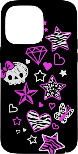 Vista 21 de Carcasa estética para iPhone 16 McBling Doodles Bimbo Trashy Y2K Animal Print Star