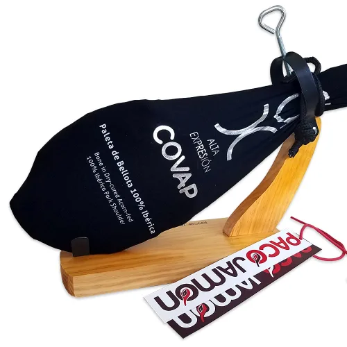 Vista 4 de Paleta Ibérica de Bellota COVAP Alta Expresión, 100% Raza Ibérica, 10-11 Libras, 2 Años de Curación, 20-25 Porciones, Importado de España