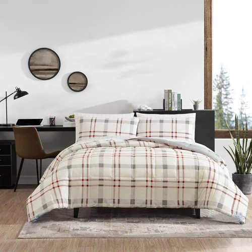 Vista 7 de Eddie Bauer - Juego de funda de edredón tamaño Queen, ropa de cama reversible de algodón con fundas a juego, elegante decoración del hogar