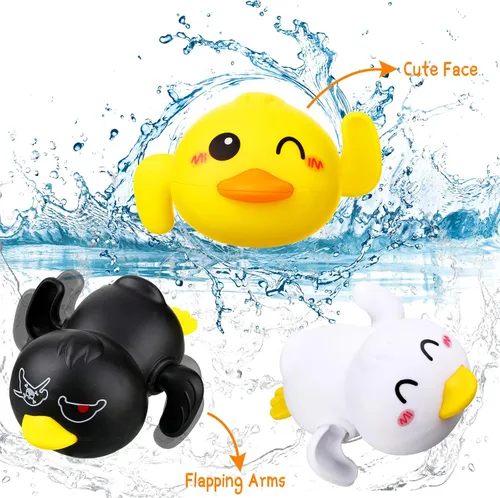 Vista 2 de Outus Los juegos de juguetes de baño de 14 piezas incluyen 12 juguetes flotantes con 2 redes de pesca en forma de pato, juegos de piscina, juguete