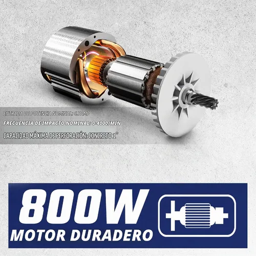 Vista 2 de DongCheng Taladro Martillo Rotativo SDS-Plus de 1 Pulgada con Embrague de Seguridad, Martillo de Demolición con Cable de Servicio Pesado de 6.7