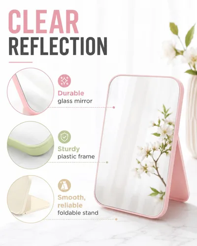 Vista 4 de Espejo de maquillaje, paquete de 12 espejos de viaje de 8 pulgadas, espejos de escritorio de maquillaje, espejo para escritorio, espejos portátiles
