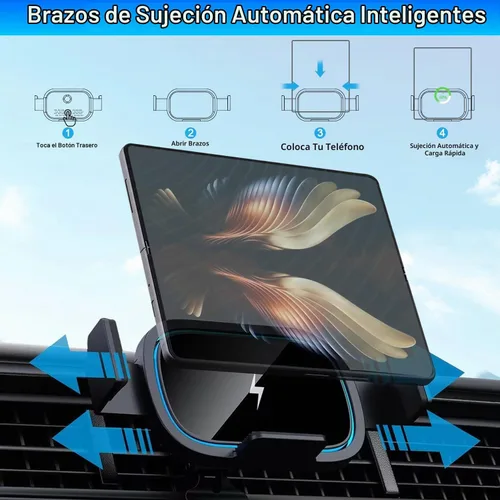 Vista 4 de Soporte de cargador de coche inalámbrico para Samsung Galaxy Z Fold 8 7,15W Negro con cargador de coche de 60 W