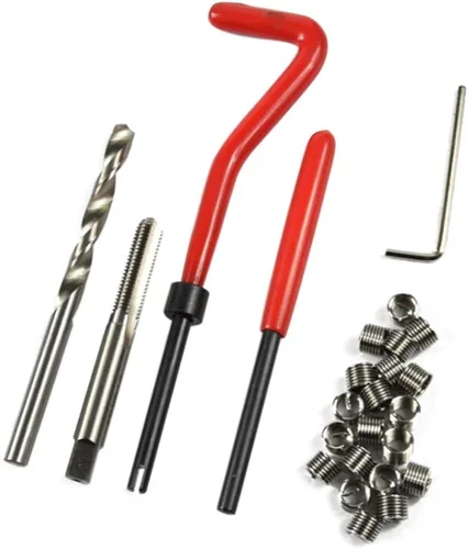 Vista 2 de Kit de reparación de rosca, 15 piezas M-10 x 1.0 Kit de reparación de roscas compatibles con helicoidales de 0.394 in roscas dañadas