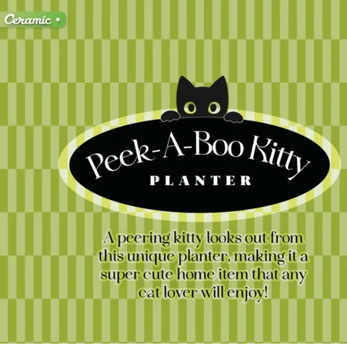 Vista 4 de Streamline Imagined Maceta de cerámica para suculentas – Peek-A-Boo Kitty – Interior – 6.75 x 6.75 x 6.75 pulgadas