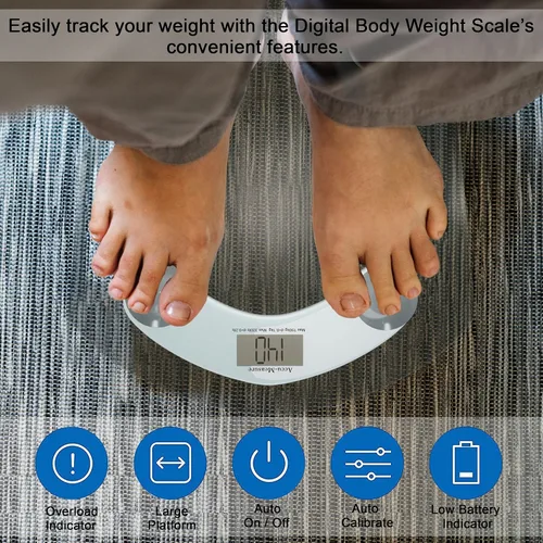 Vista 3 de Accu-Measure Báscula digital, precisa y precisa, báscula de baño y hogar, rastrea tu progreso, fácil de almacenar, hasta 400 libras