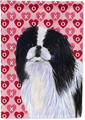 Vista 184 de Caroline's Treasures SS4484GF Bandera de jardín con diseño de bulldog inglés y corazones para el Día de San Valentín, bandera decorativa para patio