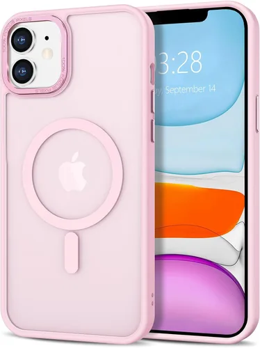Vista 331 de Anuck - Funda magnética para iPhone 11 compatible con MagSafe, carcasa trasera mate translúcida dura, borde de TPU, delgada, resistente a impactos