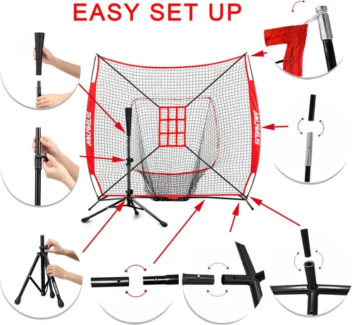 Vista 29 de 7'x7' Baseball Softball Practice Net with Strike Zone Target