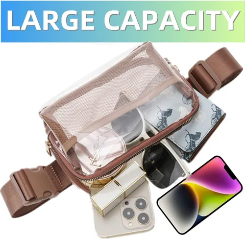 Vista 5 de Clear Fanny Pack Clear Belt Bag stadium approved for Women Men clear purse tote bag Crossbody Transparent Waist Bag for Concerts with Adjustable