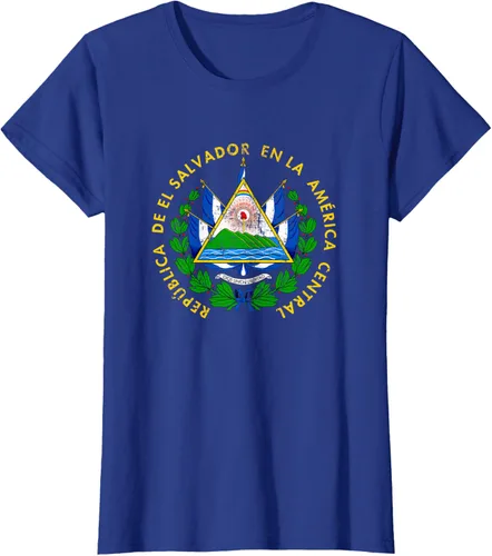 Vista 55 de Escudo de armas de El Salvador Salvadoran Distressed Design T-Shirt