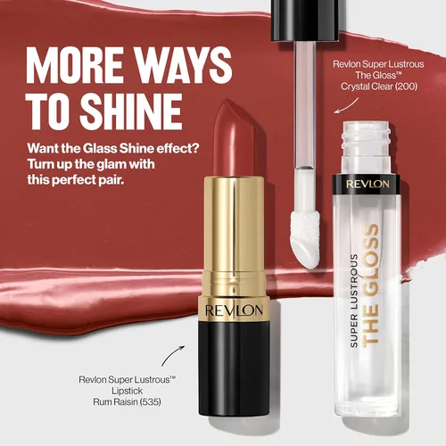 Vista 8 de Revlon - Brillo de labios, Super Lustrous The Gloss, no es pegajoso, acabado de alto brillo 200 Crystal Clear