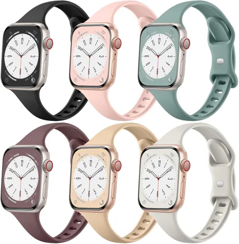 Vista 18 de Lerobo Paquete de 6 correas deportivas de silicona compatibles con Apple Watch Series 7, 8, SE, 6, 5, 4, 3, 2, 1