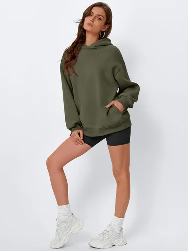 Vista 5 de EFAN Sudadera cómoda con capucha de gran tamaño para mujer Verde Armada (ArmyGreen)