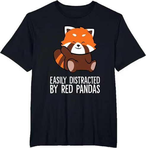 Vista 5 de Red Panda Love Easily Distracted By Red Pandas T-Shirt Asphalt Grey
