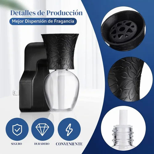 Vista 3 de Patelai - Paquete de 2 difusores de pared enchufables con 4 botellas Negro