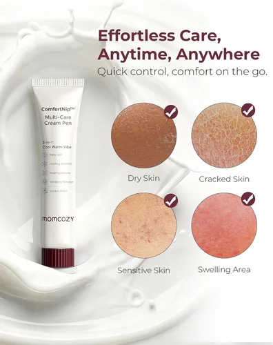 Vista 3 de Momcozy ComfortNip™ Crema de Rellena para Lápiz de Cuidado Múltiple 3-en-1, Crema de Lactancia Infundida con Plantas para Madres que Amamantan (20g)