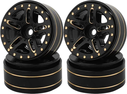 Vista 11 de Llantas de rueda de latón Beadlock 1.0 de 4 piezas para TRX4M SCX24 FCX24 1/24 1/18 RC Crawler, 42g/pieza (forma de estrella)