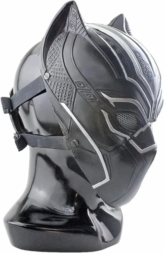 Vista 3 de Máscara de pantera de superhéroe, máscara de Halloween, baile de máscaras, accesorios de disfraz de látex suave para casco