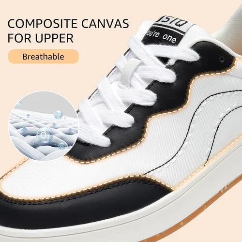 Vista 2 de STQ Zapatos de lona para mujer, con cordones, antideslizantes, cómodos, para caminar