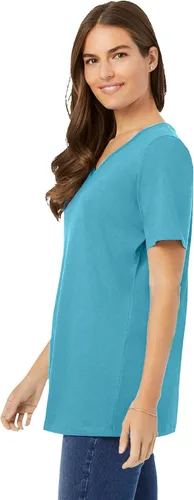 Vista 4 de Woman Within Camiseta de manga corta con cuello en V para mujer, talla grande
