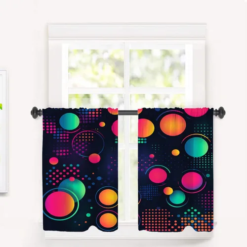 Vista 100 de Cortinas opacas de cocina con pintura al óleo de Europa rosa y negra para ventanas, cenefas opacas modernas de torre Eiffel de poliéster multicapa