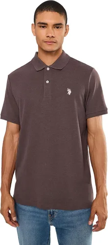 Vista 64 de Polo de piqué de algodón sólido para hombre con pequeño Pony Gris jaspeado