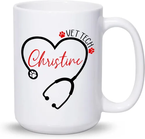 Vista 13 de Taza veterinaria personalizada, taza veterinaria de cuidado de animales, regalos para veterinarios, taza con nombre personalizado de veterinario