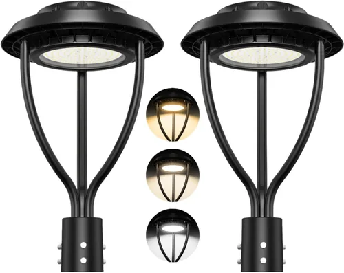 Vista 12 de Luz LED de poste superior de 60 W con fotocélula, 60 W, 48 W, 36 W, ajustable, 8400 lúmenes, CCT ajustable 3000/4000/5000K, luces de poste al aire