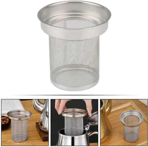 Vista 9 de Kichvoe Malla de filtro de tetera de acero inoxidable para té suelto