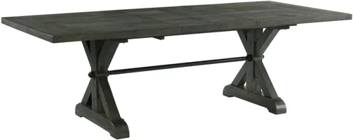 Vista 3 de Sunset Trading Gray Trestle - Juego de comedor de 6 piezas Mesa rectangular extensible de 96 pulgadas Servidor con estante para vino Madera