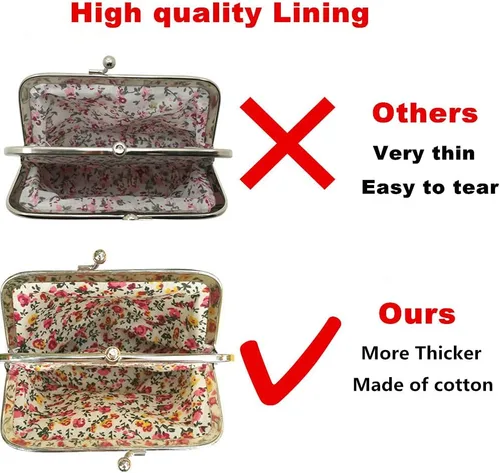 Vista 4 de Monedero con adorable diseño floral y hebilla, bolso vintage de cierre suave