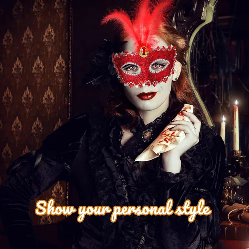 Vista 7 de CHENGU 6 máscaras de máscaras para mujeres y niñas, disfraz de Halloween, máscara de encaje colorida para mujeres y niñas, suministros de fiesta