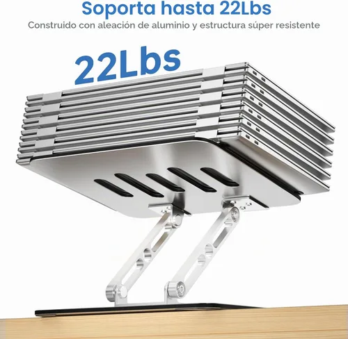 Vista 3 de Soporte para Laptop de Escritorio Ajustable Soporte para Computadora con Base Giratoria de 360° Soporte Elevador Ergonómico para Laptop