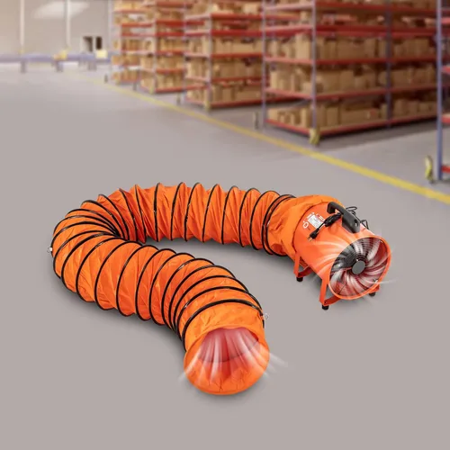 Vista 2 de Ventilador de escape utilitario, 12 pulgadas, 520 W 2295 CFM, ventilador portátil de alta velocidad, bajo ruido con manguera de conducto de 16 pies
