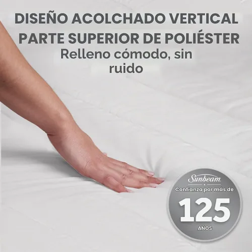 Vista 6 de Sunbeam - Funda para colchón con poliéster y conexión Wi-Fi, cobija eléctrica, 10 ajustes de calor, tamaño individual