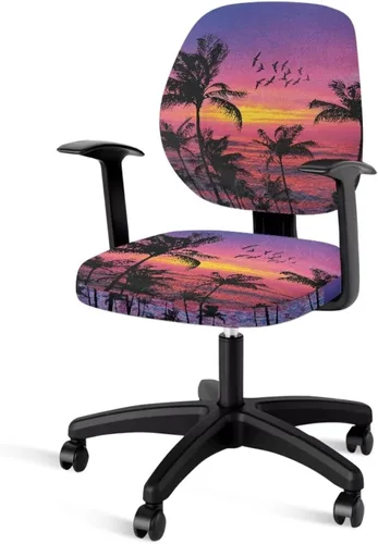 Vista 12 de Talayituse - Funda para silla de oficina o computadora con estampado de estrellas de playa, funda de asiento dividida elástica, extraíble y lavable