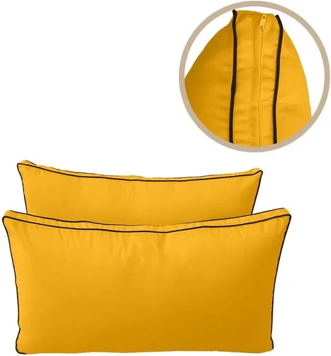 Vista 4 de *Solo funda*-Estilo 2 para sofá cama al aire libre Funda de almohada trasera con ribete de contraste Twin-AD108