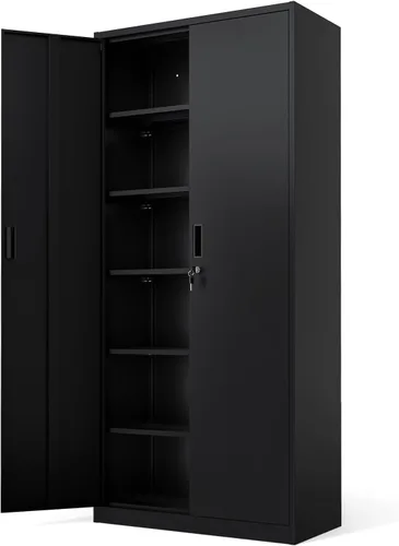 Vista 25 de VINGLI Armario de Pared para Garaje con Puertas con Cerradura y Estante Ajustable, Gabinete de Pared de Metal, Gabinete de Almacenamiento Superior