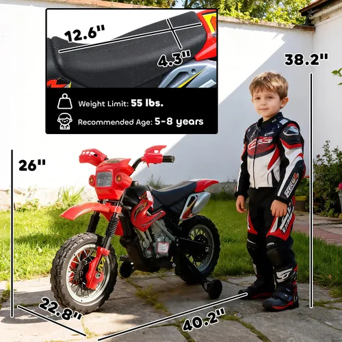 Vista 7 de Motocross eléctrica para niños 6 V, color rojo, de Aosom