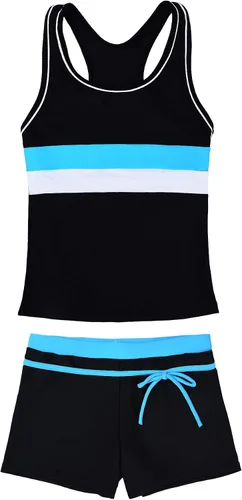 Vista 21 de JerrisApparel Traje de baño de dos piezas para niñas de verano con boyshort, diseño de tankini estrella de mar aqua