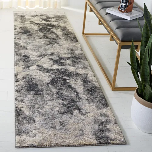 Vista 13 de SAFAVIEH Retro Collection - Alfombra decorativa de 2 pies 3 pulgadas x 5 pies, color crema y gris, diseño abstracto moderno, no desprende pelusa
