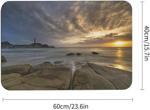 Vista 3 de Alfombras de baño de playa con puesta de sol, antideslizantes, de secado rápido, súper absorbentes, diseño de isla oceánica, vida marina, arena