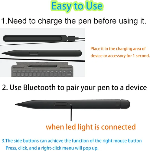 Vista 6 de Slim Pen 2 compatible con Microsoft Surface Pro 8 Pro 9 Pro X Pro 10, lápiz digital compatible con Surface Laptop Studio, precisión y escritura