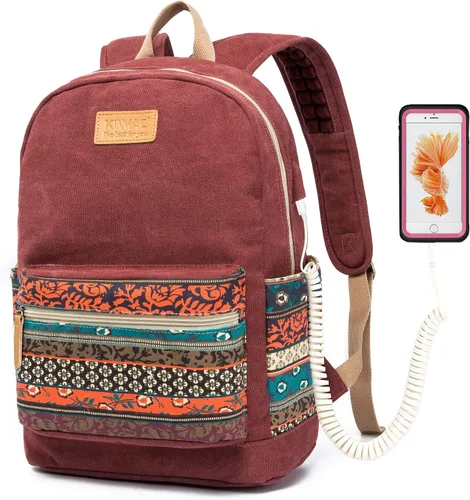Vista 8 de Kinmac Mochila resistente al agua para laptop con puerto de carga USB para laptop de hasta 15.6 pulgadas (bordado)
