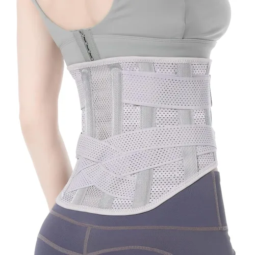 Vista 7 de Fajas para la espalda para alivio del dolor lumbar con placa de soporte grande, cinturón de soporte para la espalda transpirable