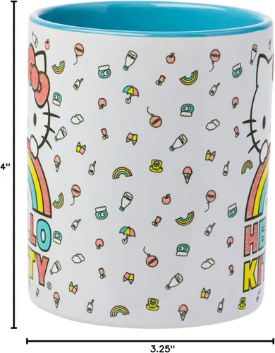 Vista 7 de Silver Buffalo Sanrio Hello Kitty - Taza de cerámica con purpurina arcoíris, 14 onzas