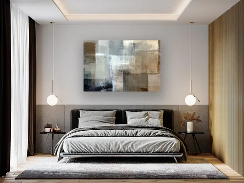 Vista 4 de Baisuart A61269 - Impresiones en lienzo de arte abstracto para pared, pinturas impresas en gris y marrón, lienzo estirado con marco de madera